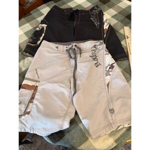 Redsand Mens Board Shorts Lot 2 Pairs Camo Cargo Swim Trunks Size 32 Tan Black